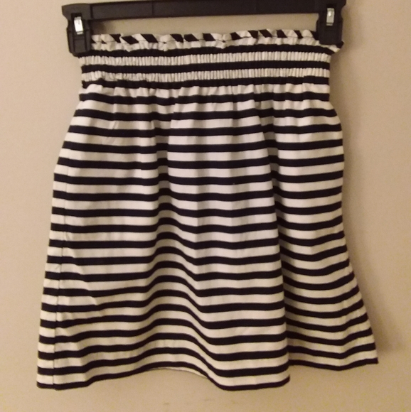 J. Crew Nautical Skirt Black and White Stripes with Elastic Gathered Waistband - Picture 6 of 7
